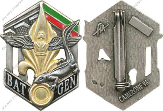 6° R.E.G, BAT GEN, Camerone 96, bombe dorée, matriculé 052 , en argent