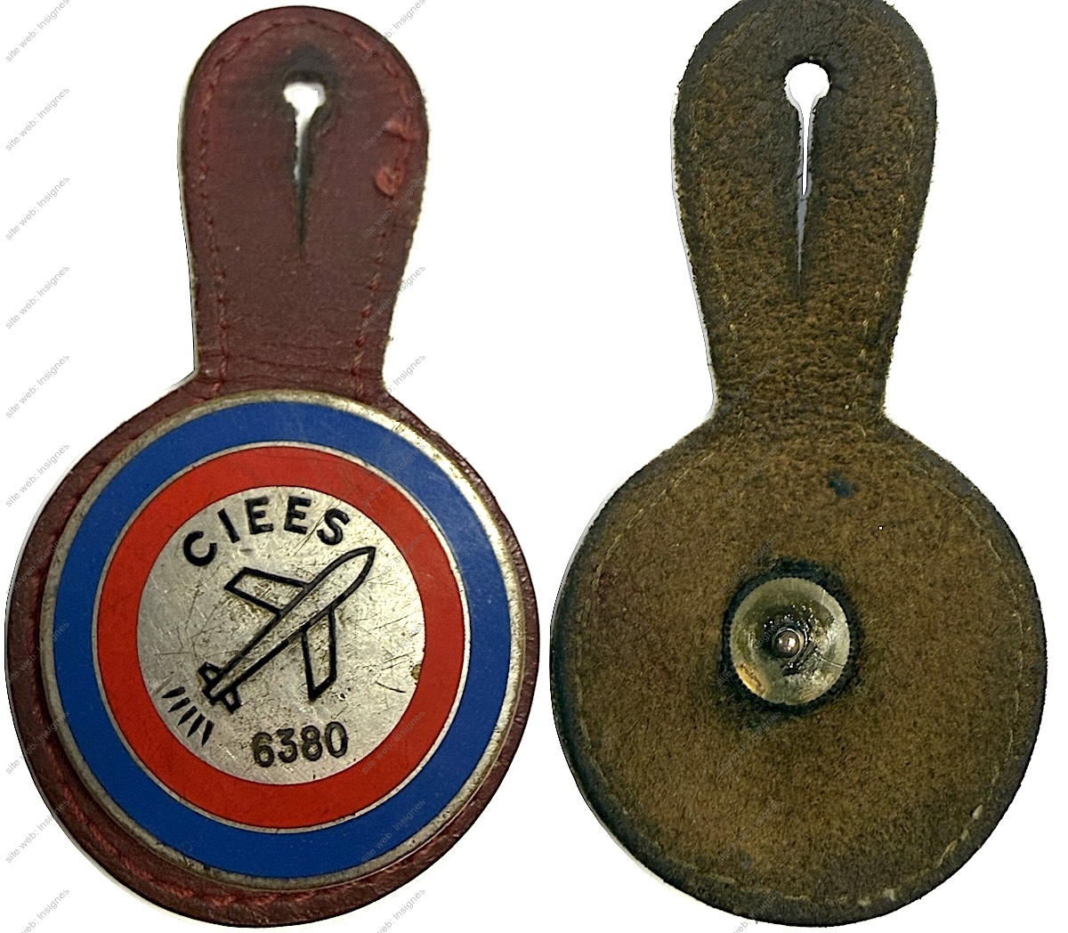 C.I.E.E.S, (7/Pl.25) badge de Sécurité, cercle bleu et rouge, matriculé 6380