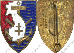 4° Régiment d’Artillerie Coloniale, émail, adresse à gauche