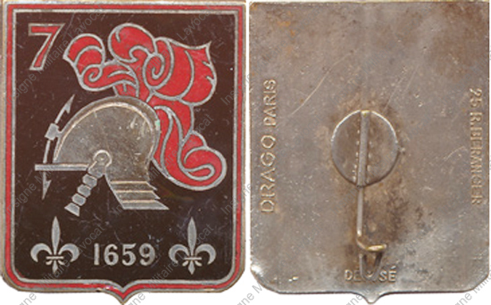7° Cuirassiers, 1659, casque, panache rouge, attache cassée