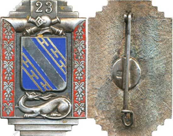 23° Bataillon de Chars de Combat, émail, dos grenu