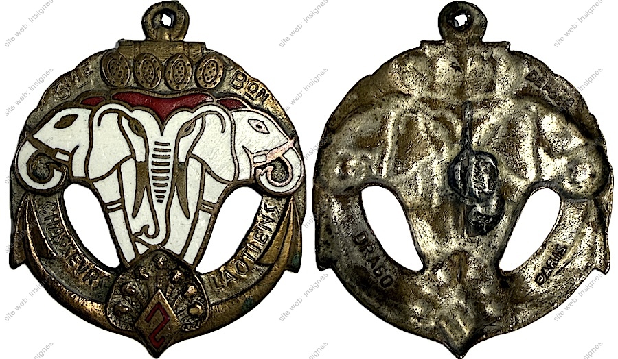 3° Bataillon de Chasseurs Laotiens, émail, dos lisse, attache absente