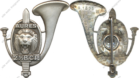2° Demi Brigade de Chasseurs, AURES, dos guilloché embouti