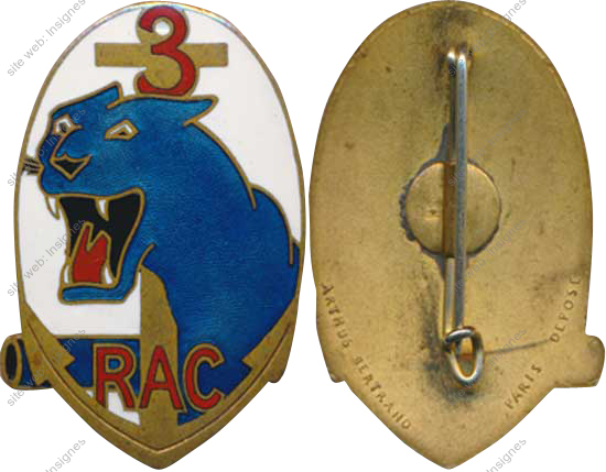 3° Régiment d’Artillerie Coloniale, ovale, émail, marqué en arc